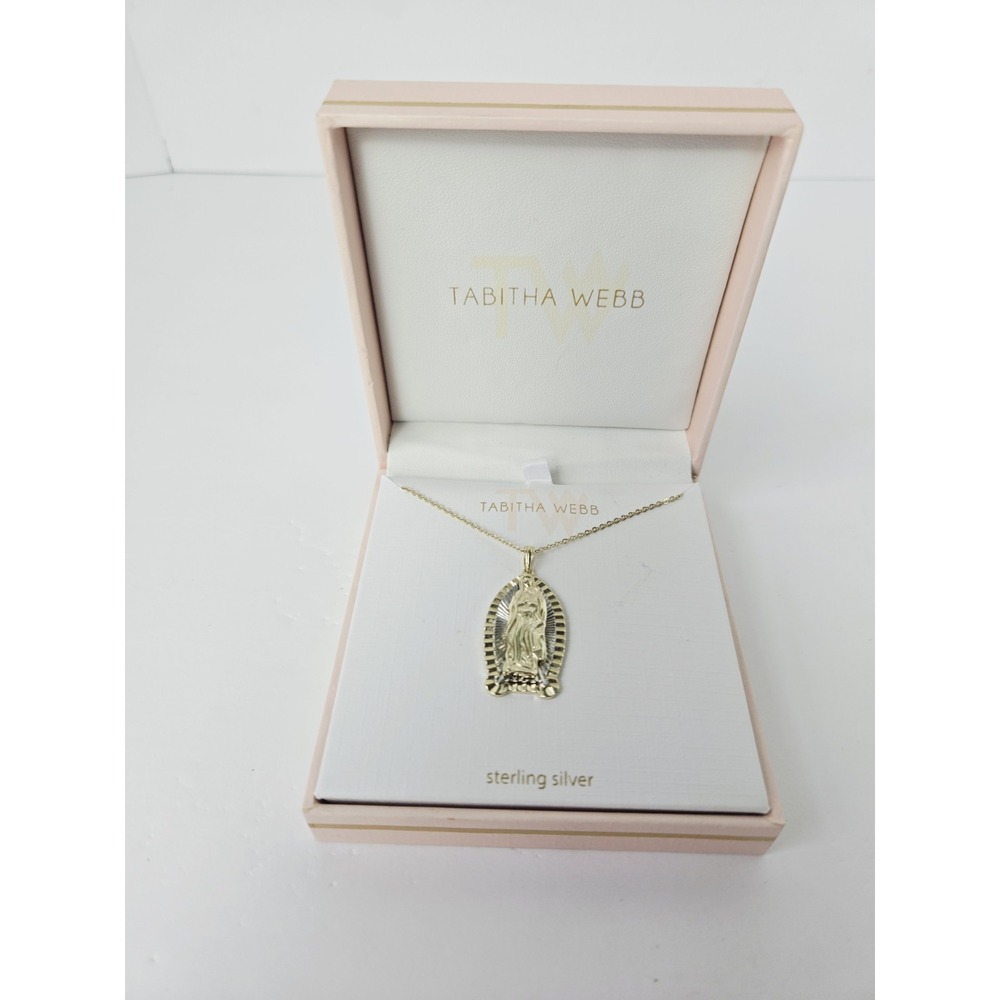 Tabitha Webb Sterling Silver religious necklace gold tone New